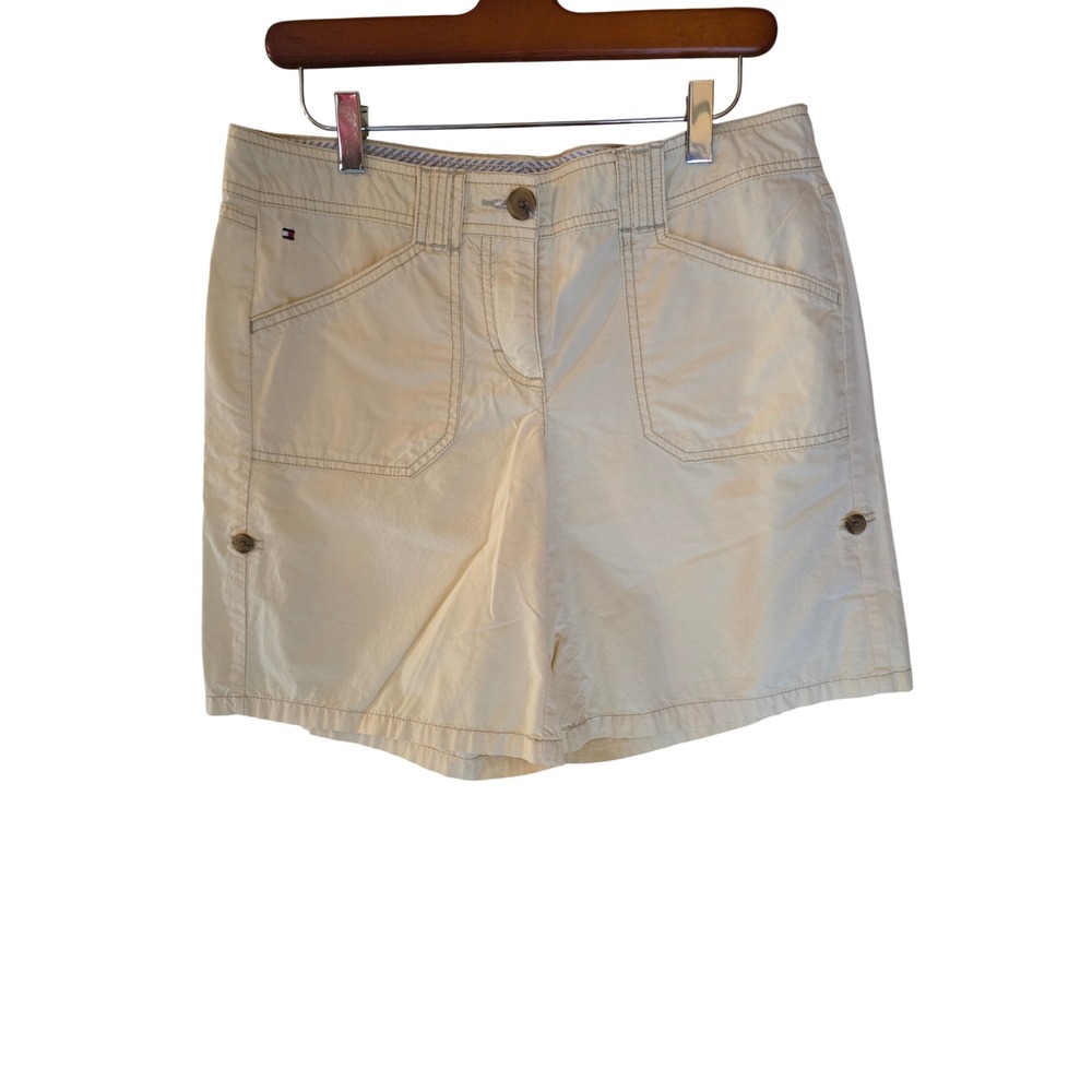 Tommy Hilfiger Womens Beige Cotton Cargo‎ Utility Shorts Size 6 Khaki Tan